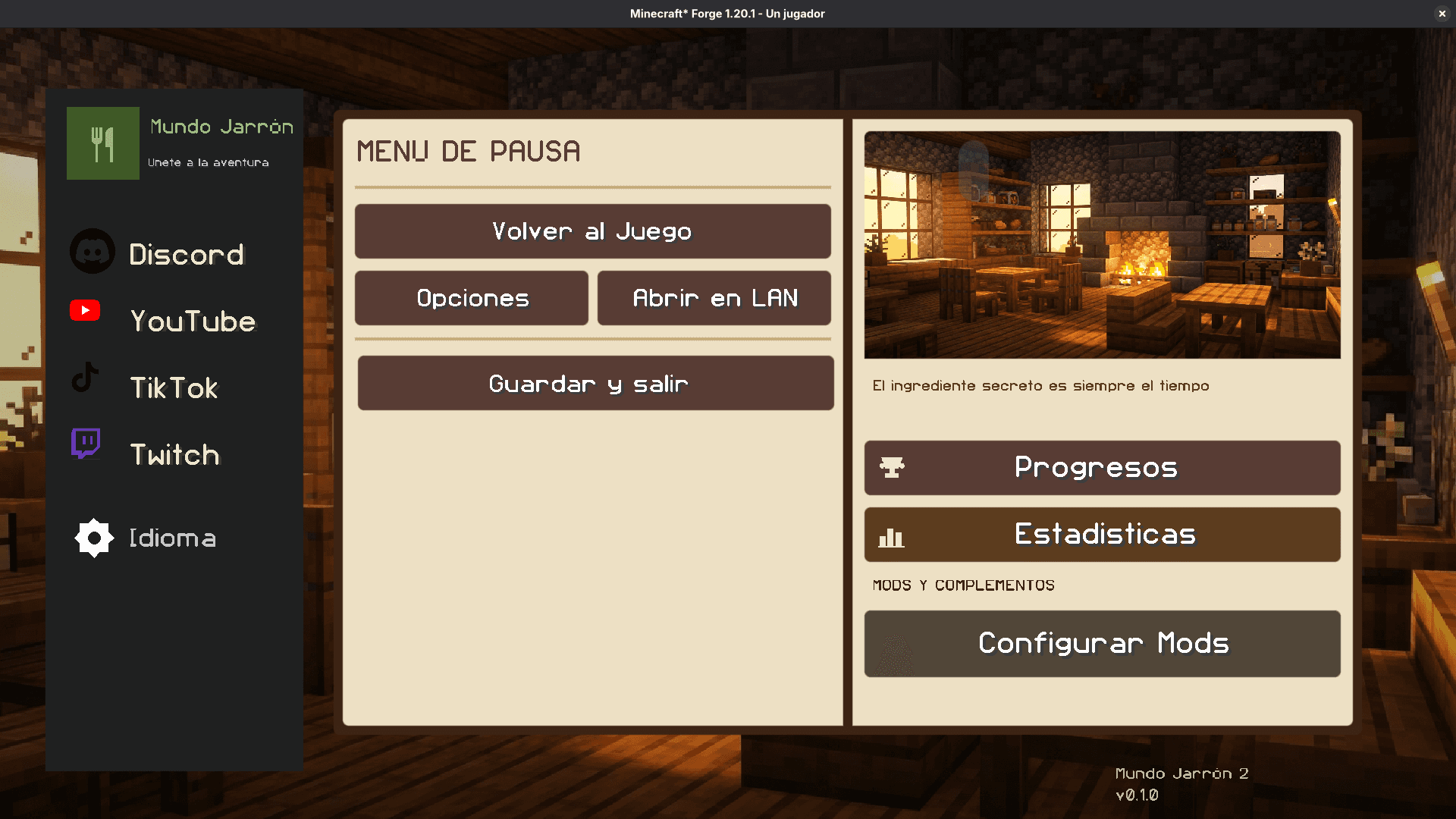 Mundo Jarrón custom pause menu